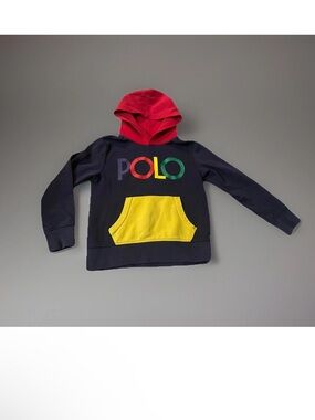 POLO Ralph Lauren Boys Colorblock Pullover Hoodie Size S Boys 8 Small EUC Cotton